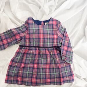 Mini Boden Babydoll Tunic Top Flannel Plaid 7-8y Purple Pink Blue